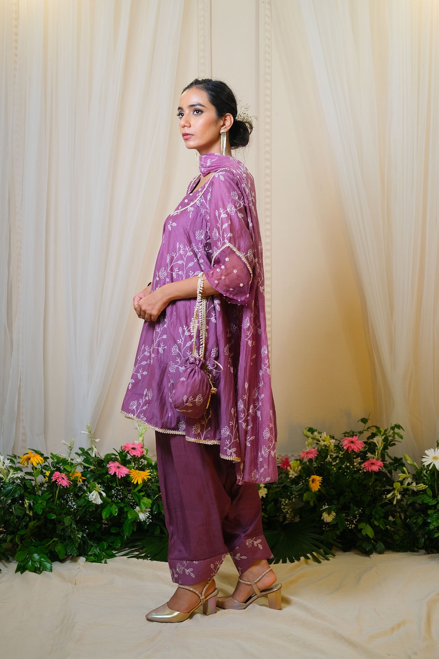 Gajra Purple Anarkali Suit - of 3