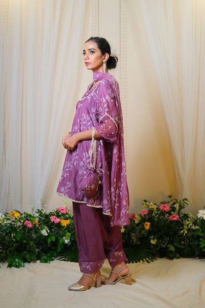 Gajra Purple Anarkali Suit - of 3
