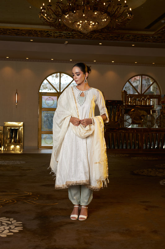 Ivory Noor Anarkali Suit - Set of 3