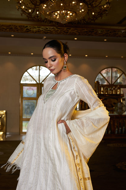 Ivory Noor Anarkali Suit - Set of 3
