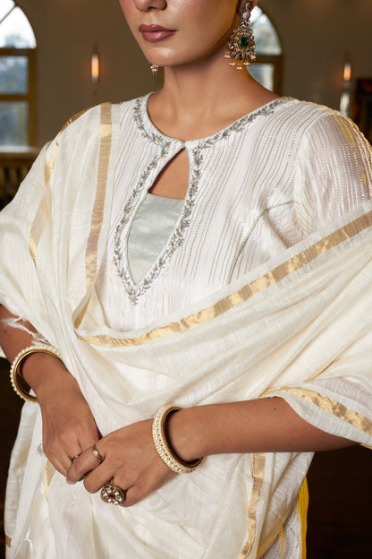 Ivory Noor Anarkali Suit - Set of 3