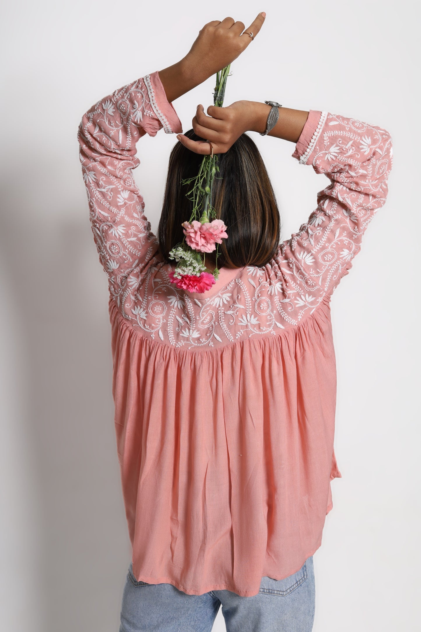 Peach Chikankari Shirt
