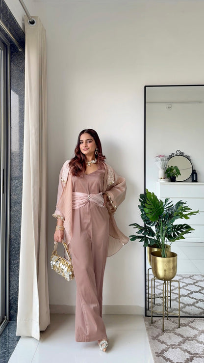 Silken Sage Jumpsuit & Shrug - Set of 2
