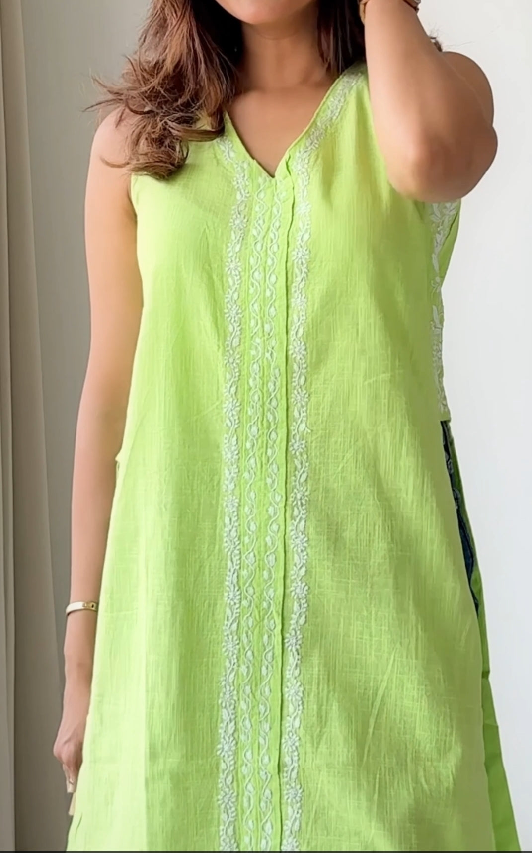 Sage Cotton Chikankari Kurta