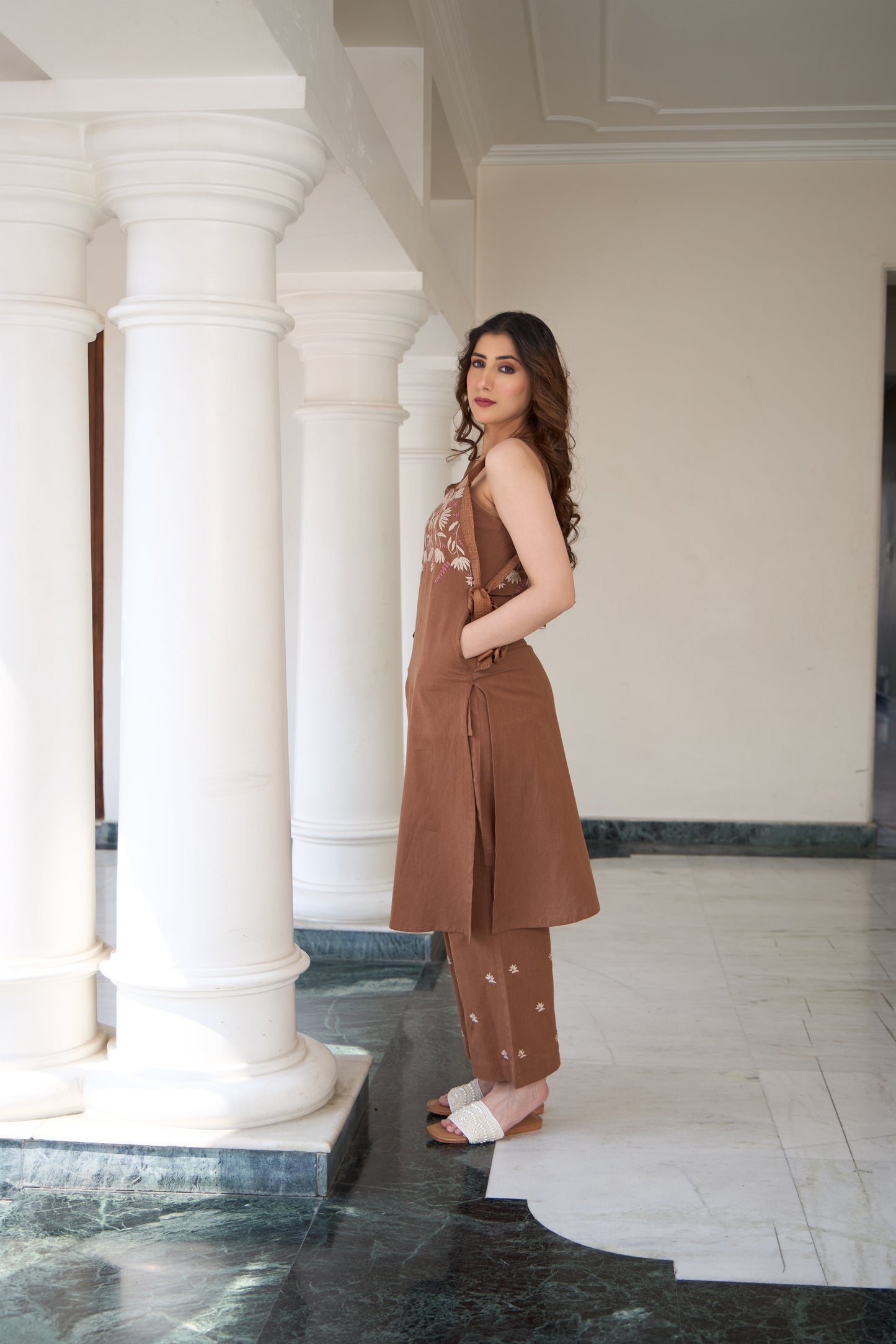 Ochre Chikankari Kurta Set - Set of 2