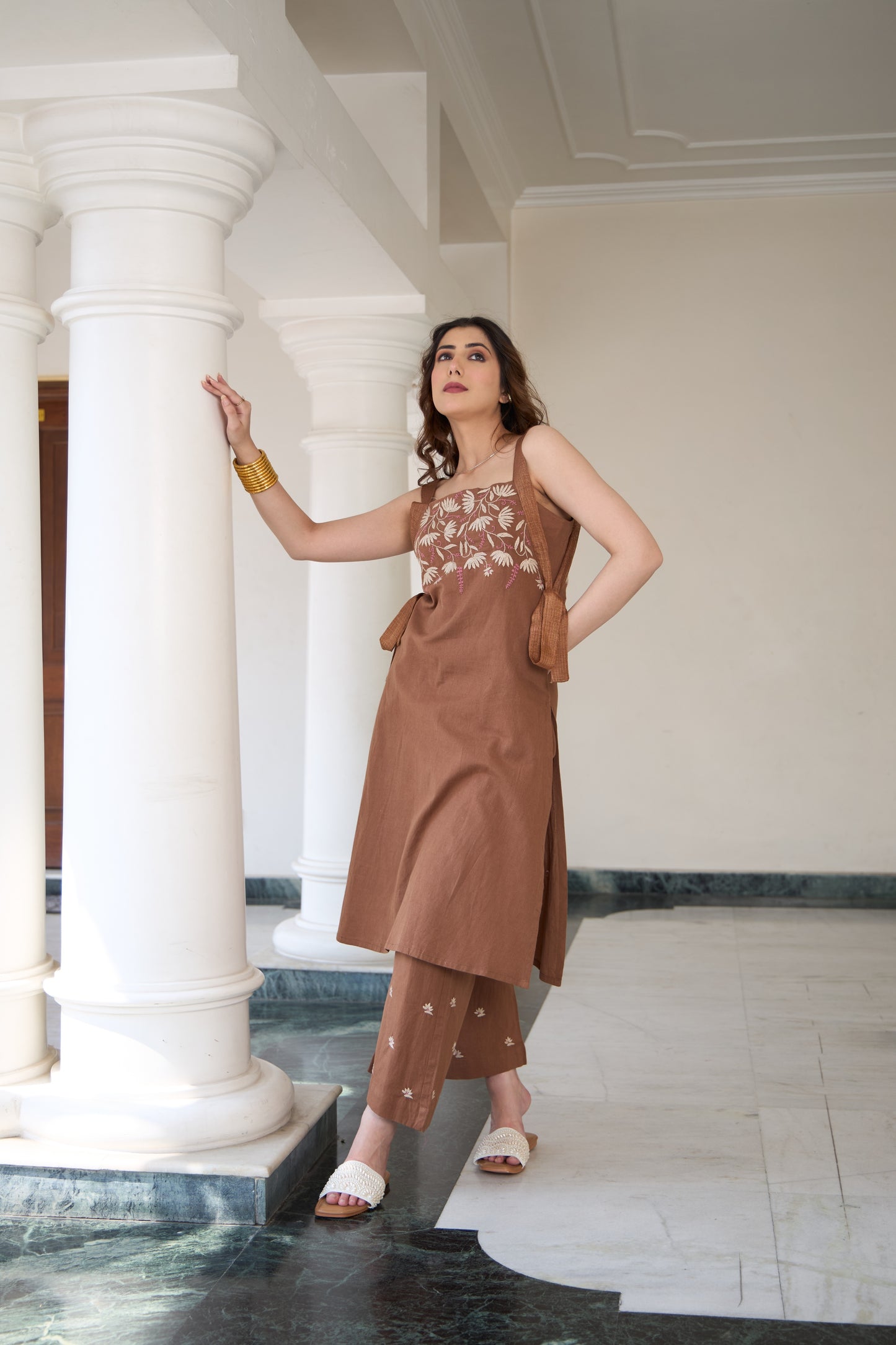 Ochre Chikankari Kurta Set - Set of 2