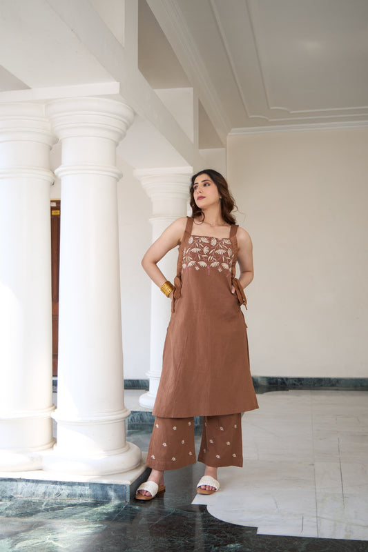 Ochre Chikankari Kurta Set - Set of 2