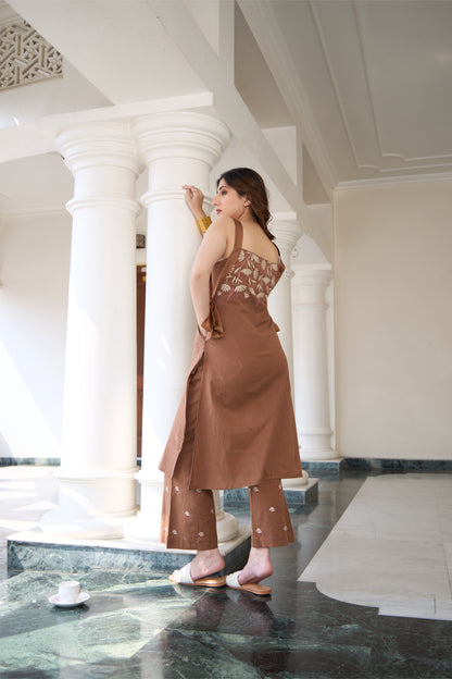 Ochre Chikankari Kurta Set - Set of 2