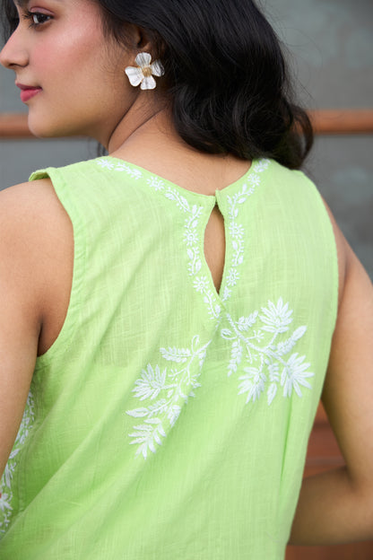 Sage Cotton Chikankari Kurta