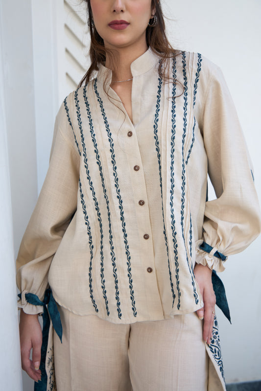 Fawn Line Chikankari Shirt