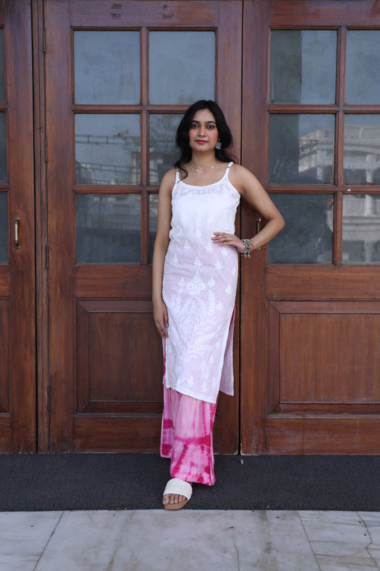 White Chikankari sleeveless kurti