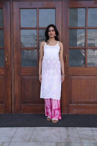 White Chikankari sleeveless kurti