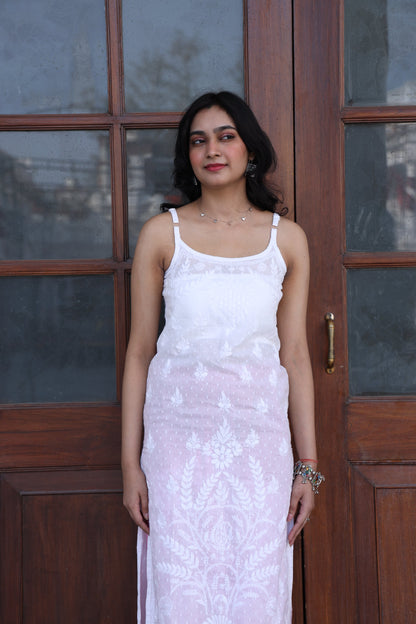 White Chikankari sleeveless kurti