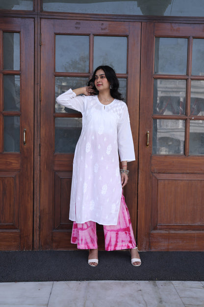 White Full sleeve Chikankari Kurti