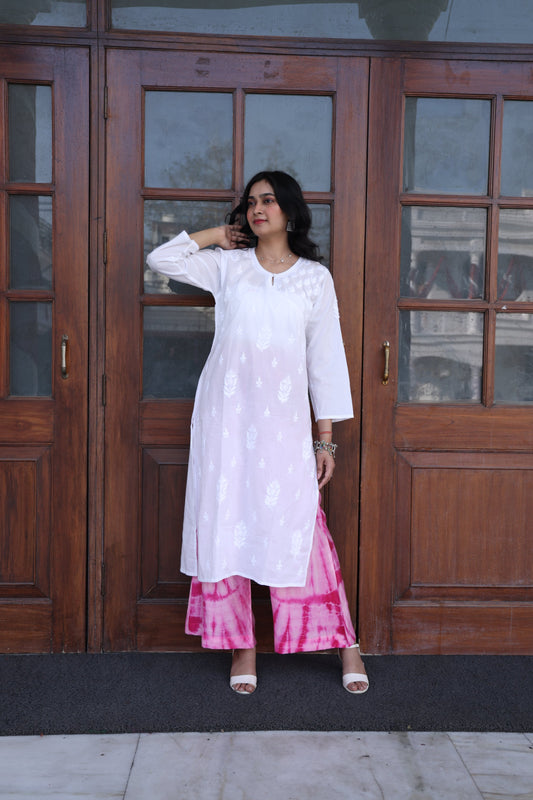 White Full sleeve Chikankari Kurti