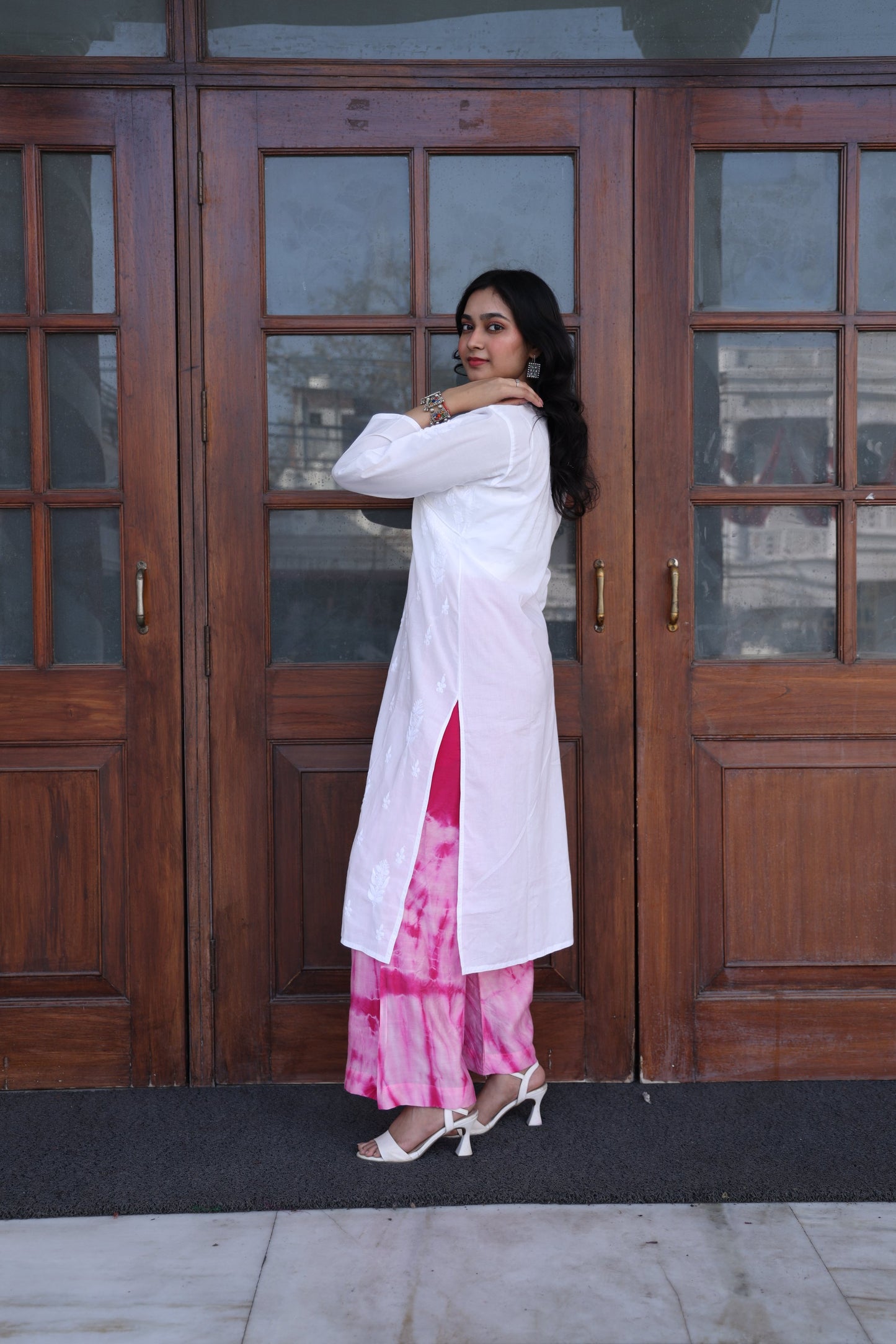 White Full sleeve Chikankari Kurti