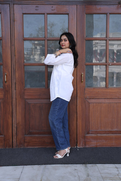 White Chikankari Shirt