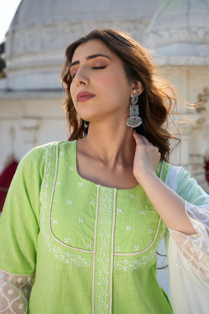 Emerald Chikankari Kurta Set - Set of 3