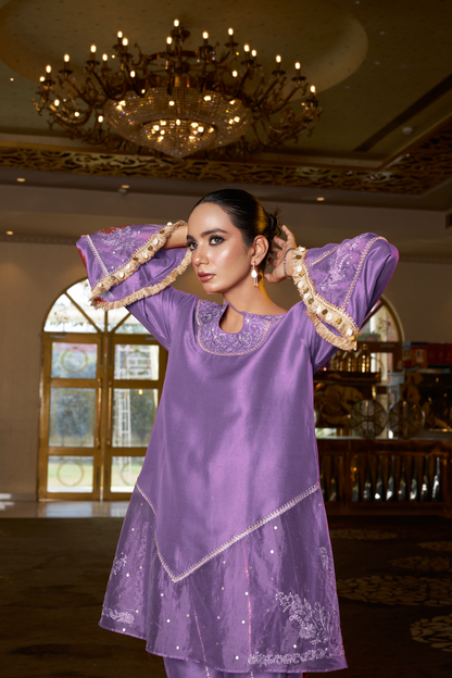 Amber Aura Purple Chikankari Kurta Set - of 2