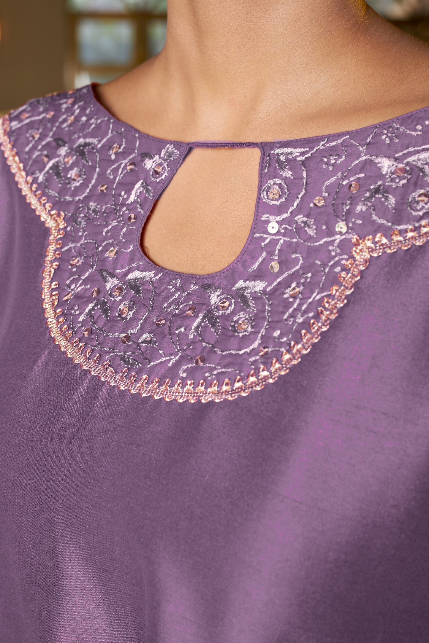 Amber Aura Purple Chikankari Kurta Set - of 2