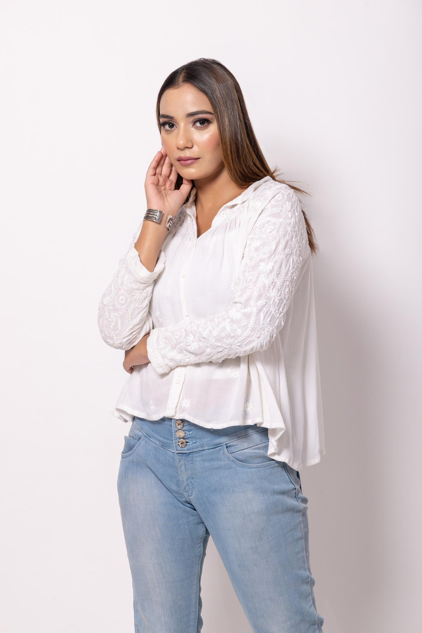 Pearl White Chikankari Shirt