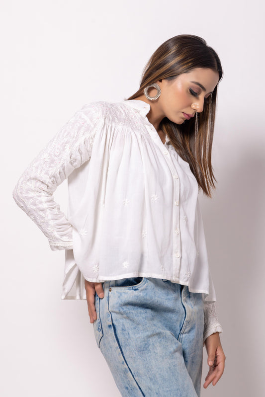 Pearl White Chikankari Shirt