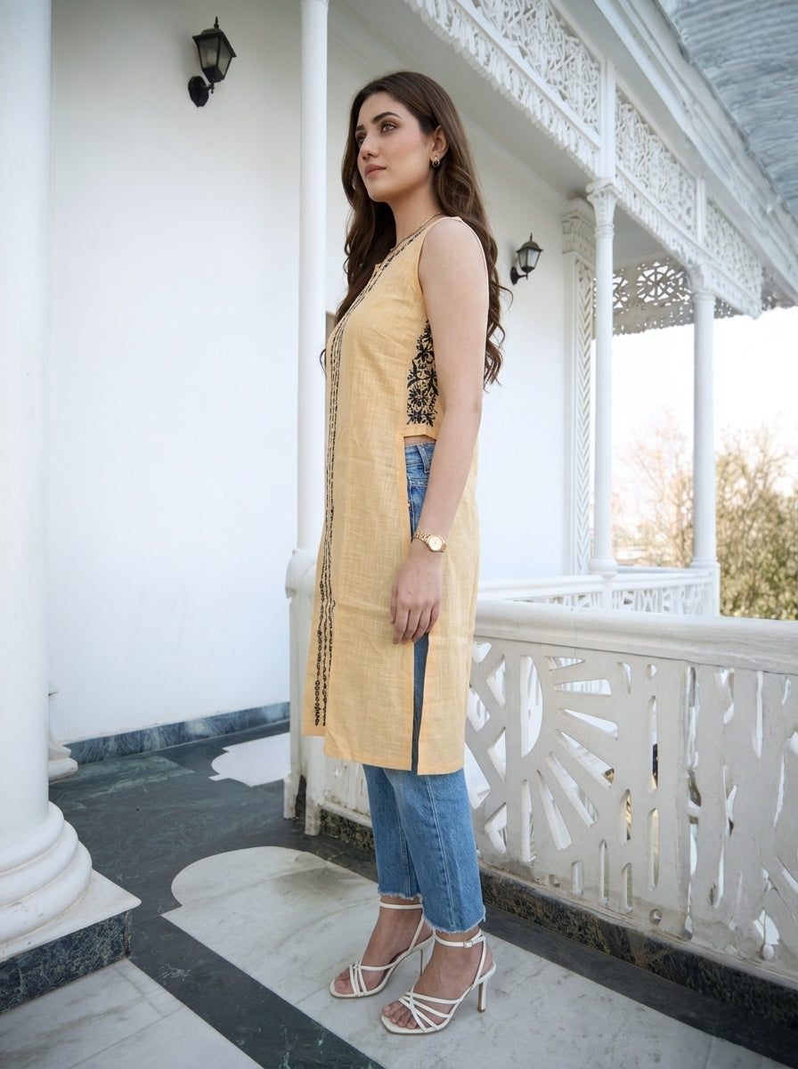 Sand Cotton Chikankari Kurta