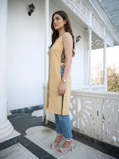 Sand Cotton Chikankari Kurta