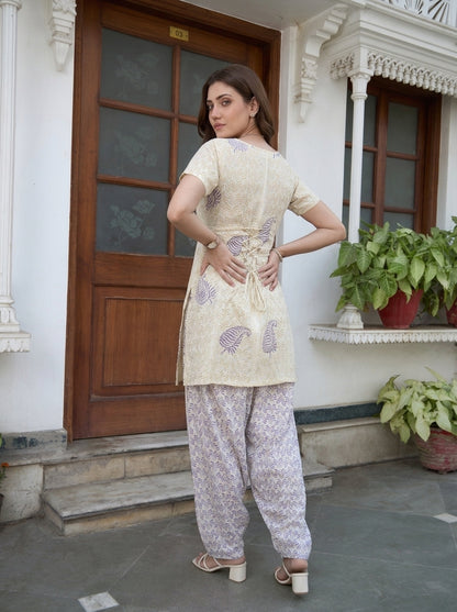 Cotton Handblock Print Farsi Kurta Set