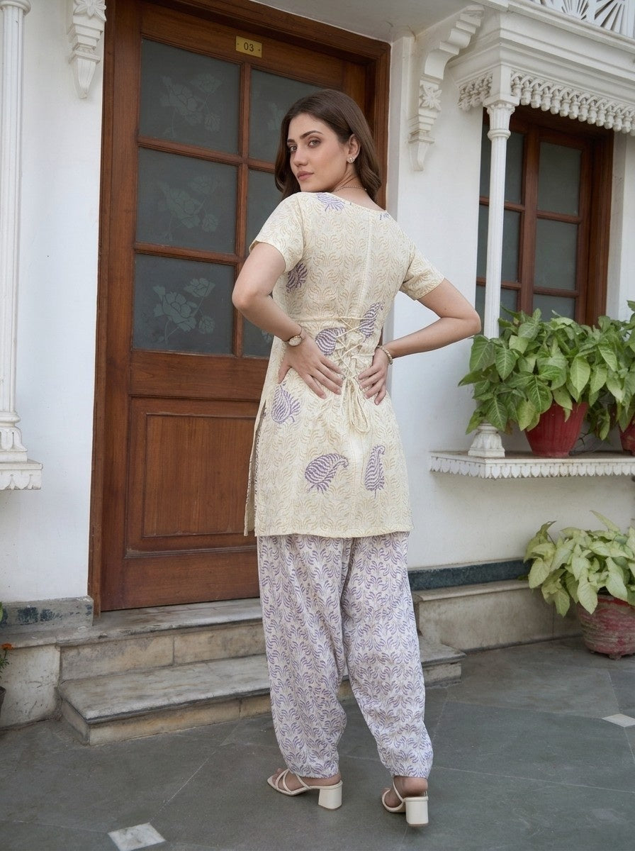 Cotton Handblock Print Farsi Kurta Set