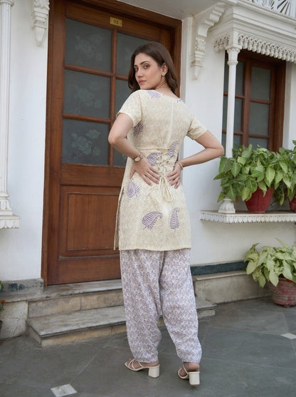 Cotton Handblock Print Farsi Kurta Set