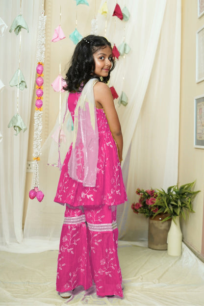 Girl's Festive Pink Anarkali Suit