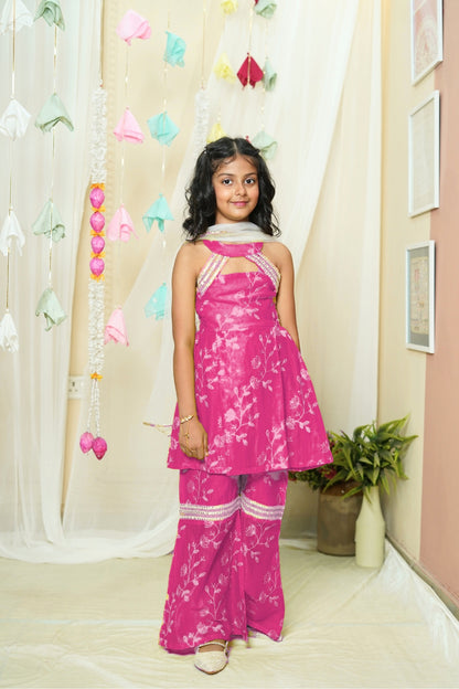 Girl's Festive Pink Anarkali Suit