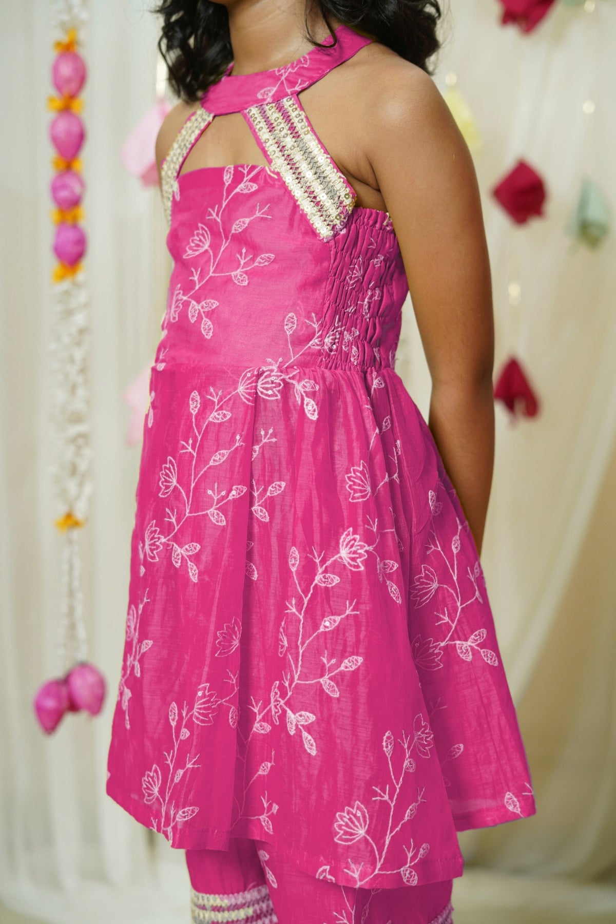 Girl's Festive Pink Anarkali Suit