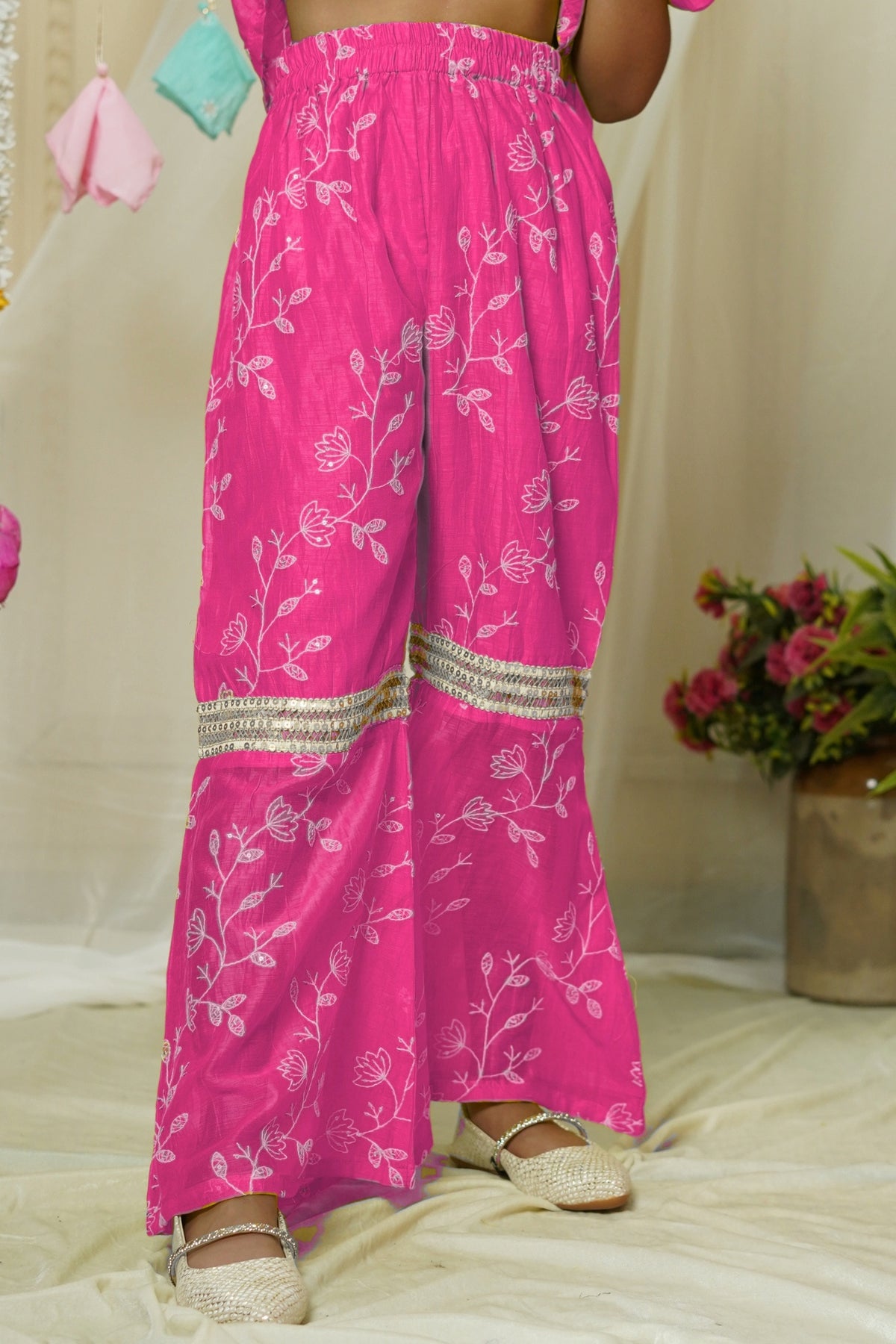 Girl's Festive Pink Anarkali Suit